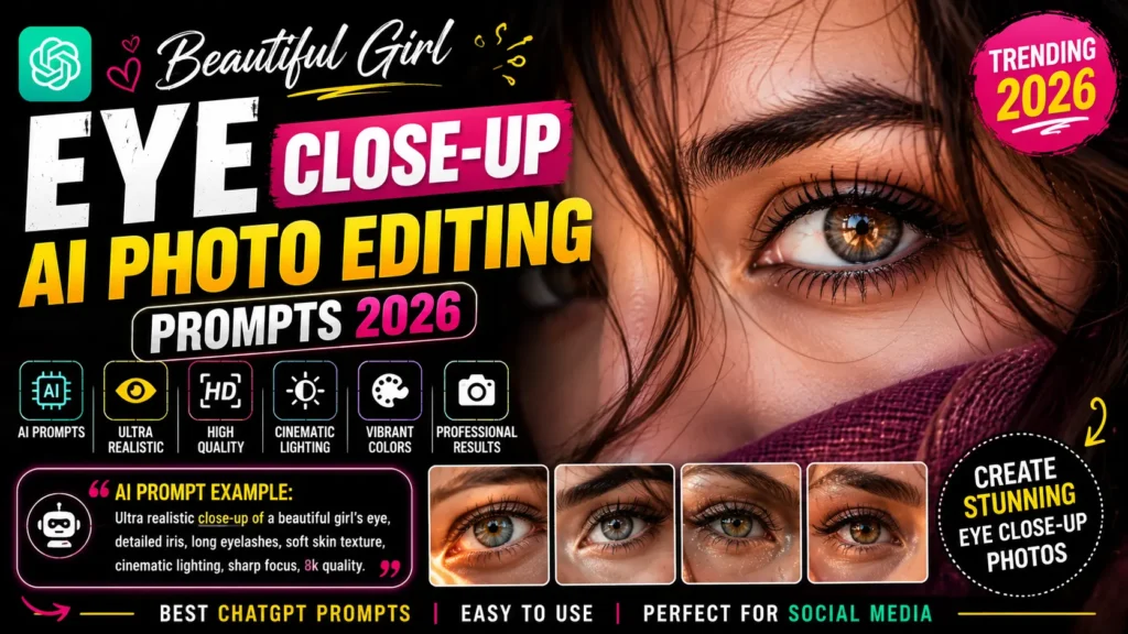 Beautiful Girl Eye Close-Up AI Photo Editing Prompts 2026
