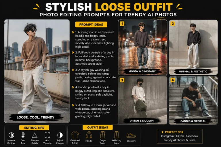 Stylish Loose Outfit Photo Editing Prompts for Trendy AI Photos